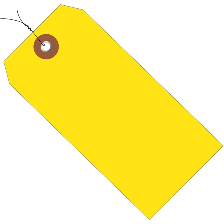 6 1/4 x 3 1/8" Yellow Plastic Shipping Tags PreWired