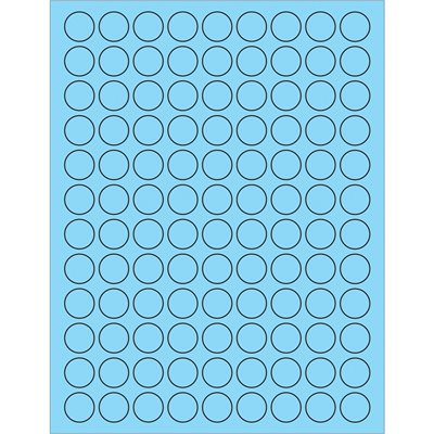 3/4" Fluorescent Pastel Blue Circle Laser Labels