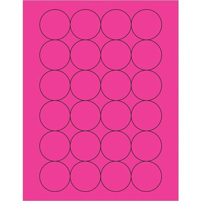 1 2/3" Fluorescent Pink Circle Laser Labels