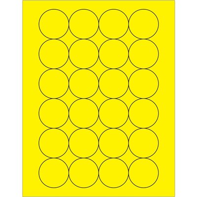 1 2/3" Fluorescent Yellow Circle Laser Labels